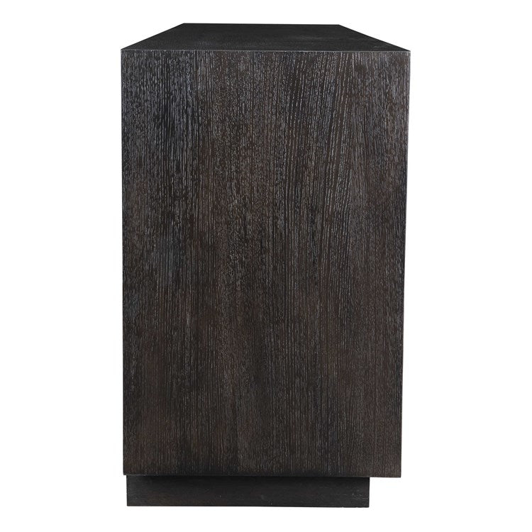 Uttermost Faulkner Chevron Black Oak 4 Door Cabinet - Image 3
