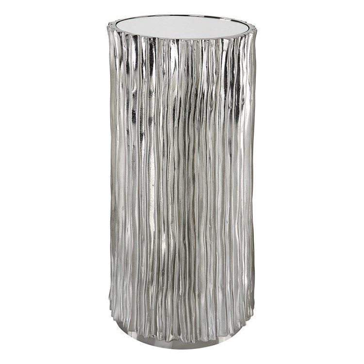 Uttermost Echo Glass Top With Polished Dark Nickel Base Drink Table - Image 2