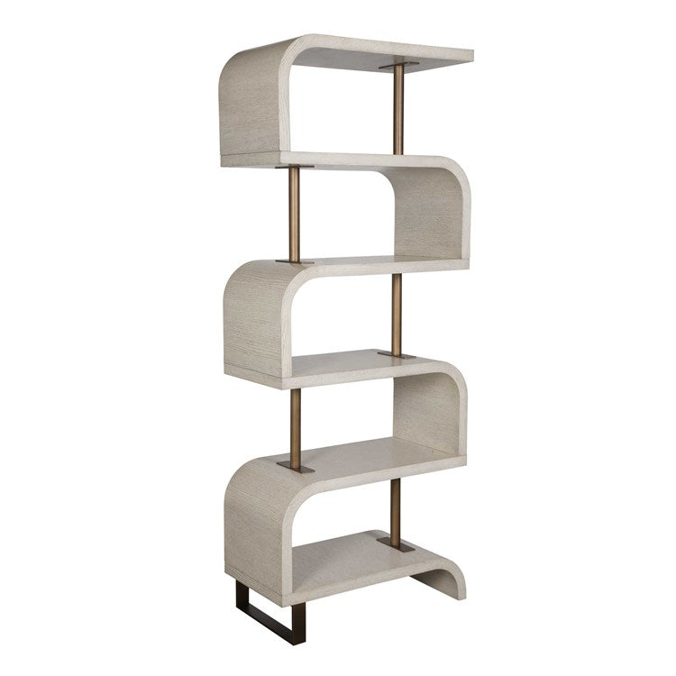 Uttermost Bia White and Antiqued Brass Modern Etagere - Image 2