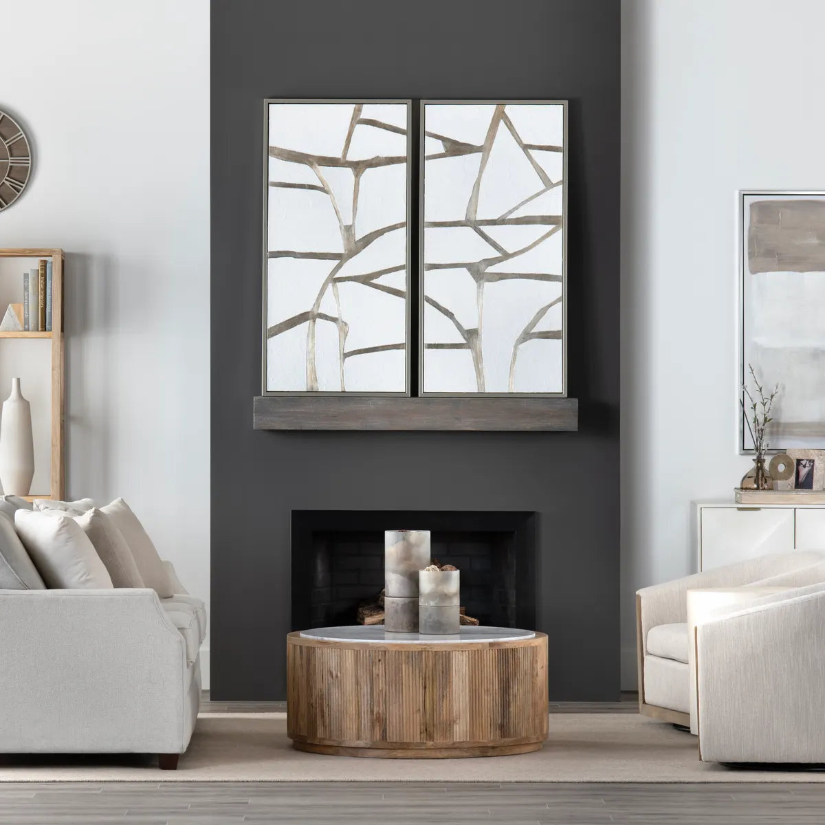 Crestview Collection Silverlines Abstract Canvas Wall Art ~ Set Of 2 - Image 1