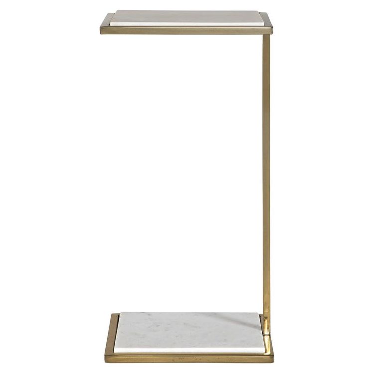 Uttermost Elevate White Marble Top With Brushed Brass Base Drink Table - Image 2