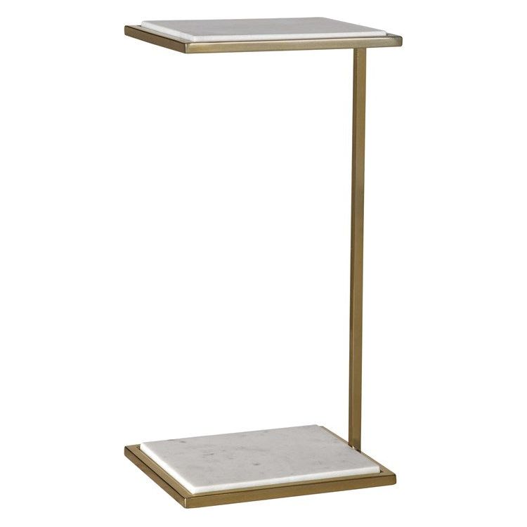 Uttermost Elevate White Marble Top With Brushed Brass Base Drink Table - Image 3
