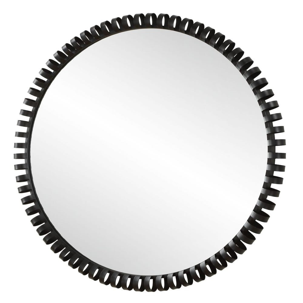 Uttermost Corona Satin Black Iron Round Mirror - Image 3