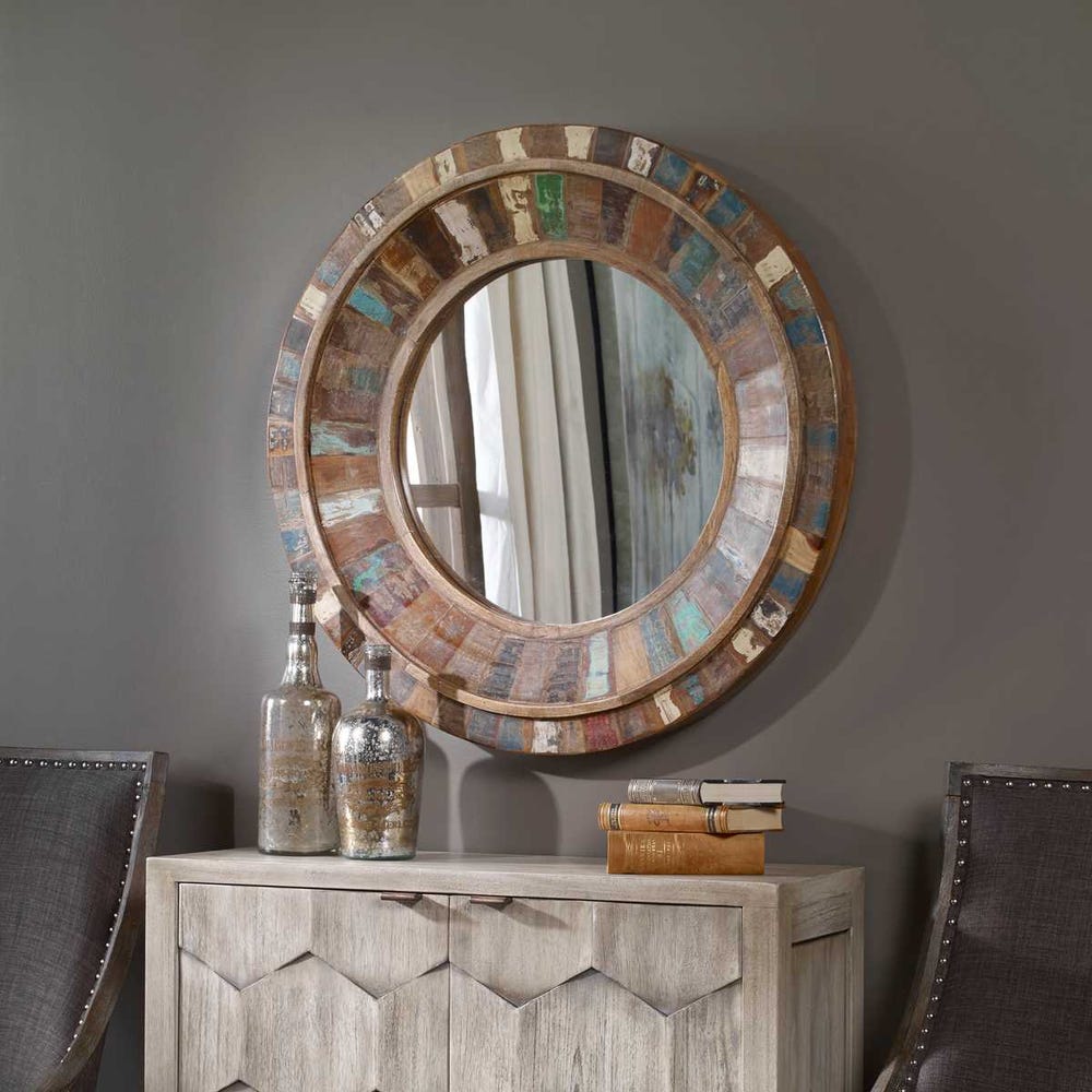 Uttermost Jeremiah Mango Wood Round Mirror - Image 1