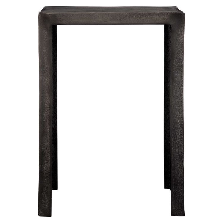 Uttermost In The Groove Textured Aluminum Antique Nickel Accent Table - Image 2