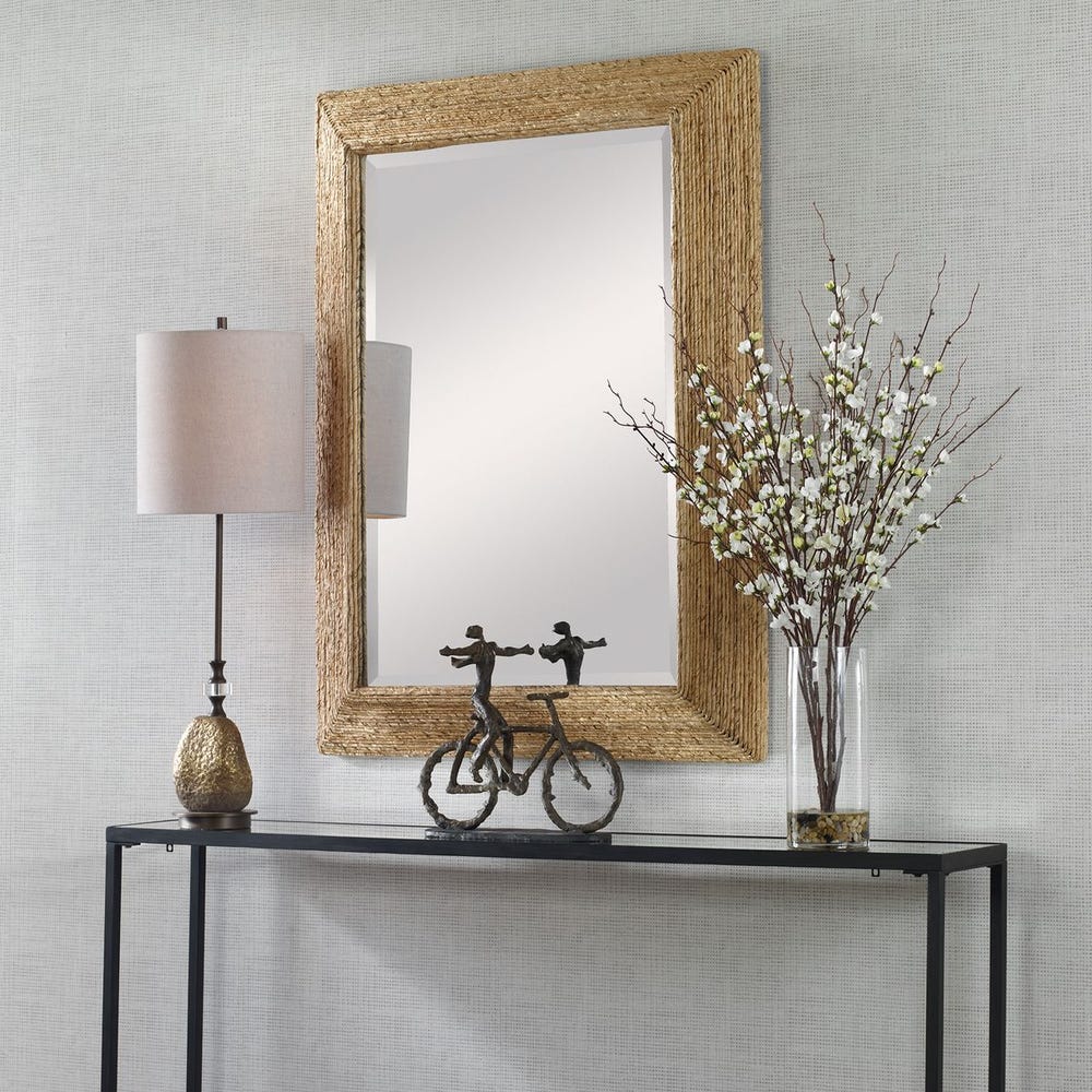 Uttermost Rora Natural Woven Banana Wrapped Coastal Style Mirror - Image 1