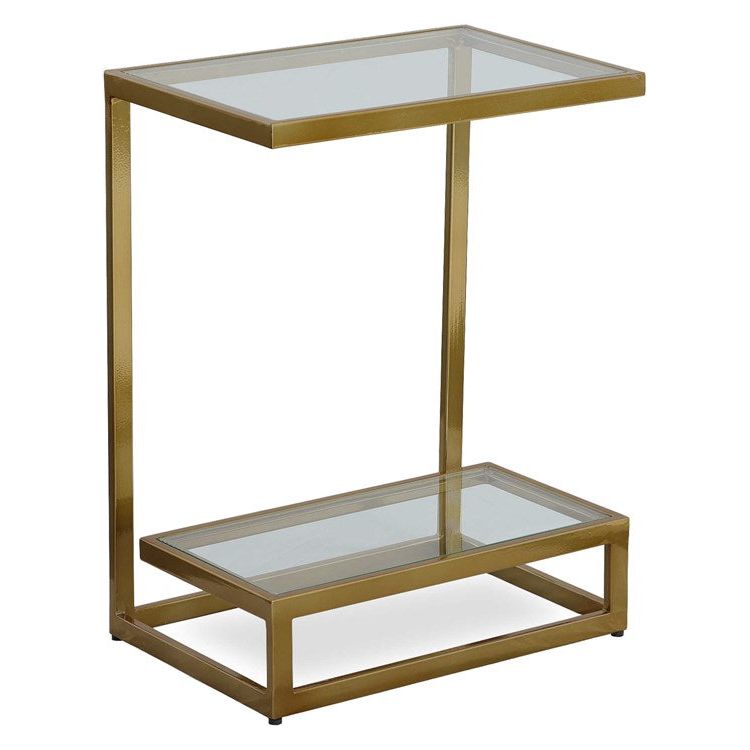 Uttermost Musing Glass Top With Brushed Brass Base Accent Table - Image 2