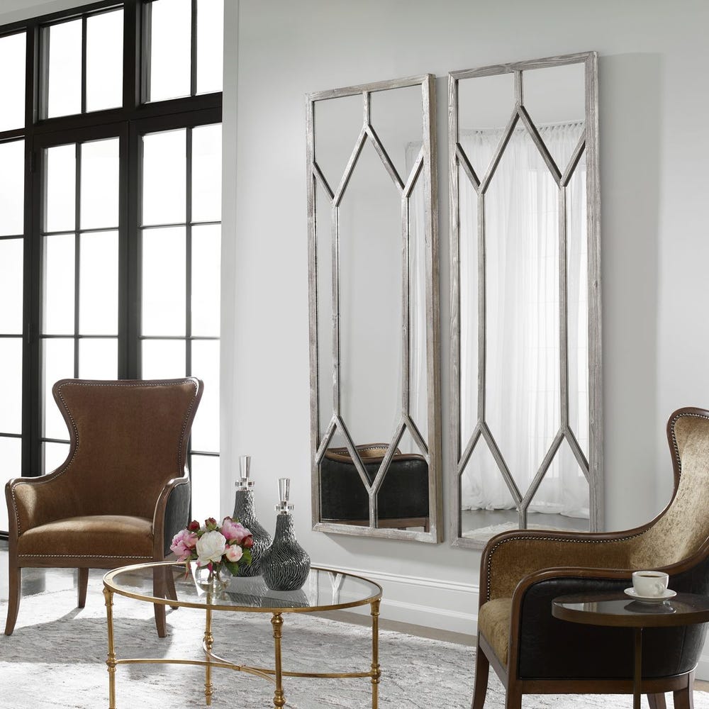 Uttermost Sarconi Silver Leaf And Wood Grains Mirror - Image 1