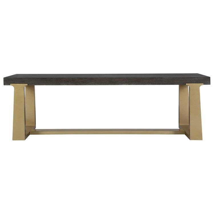 Uttermost Voyage Gray Glazed Wood Top with Brushed Brass Iron Base Bench - Image 2
