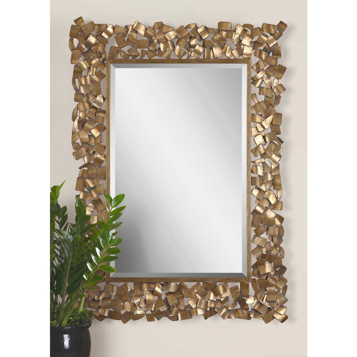 Uttermost Capulin Antique Gold Metal Strip Mirror - Image 1