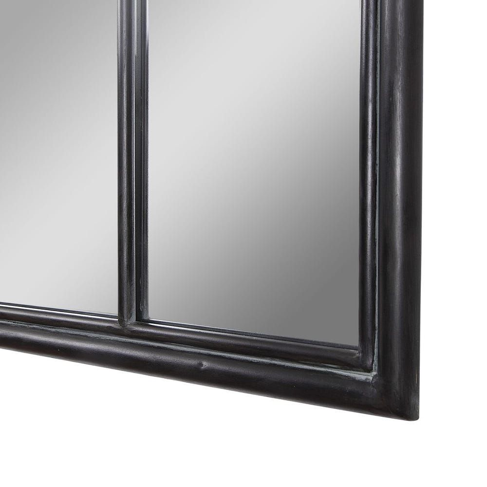 Uttermost Lyda Distressed Black Arch Window Pane Mirror - Image 3