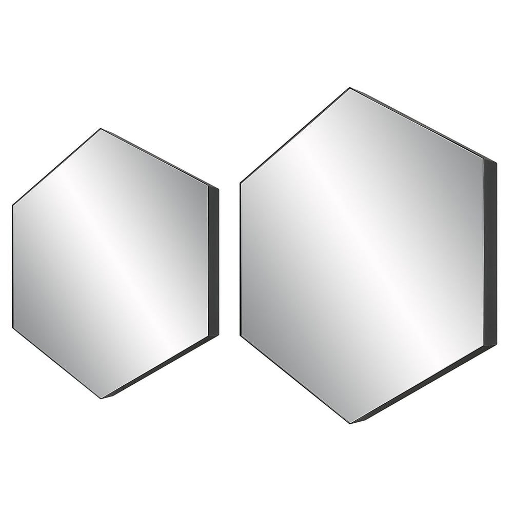 Uttermost Amaya Soft Matte Black Hexagon Mirrors ~ Set Of 2 - Image 3