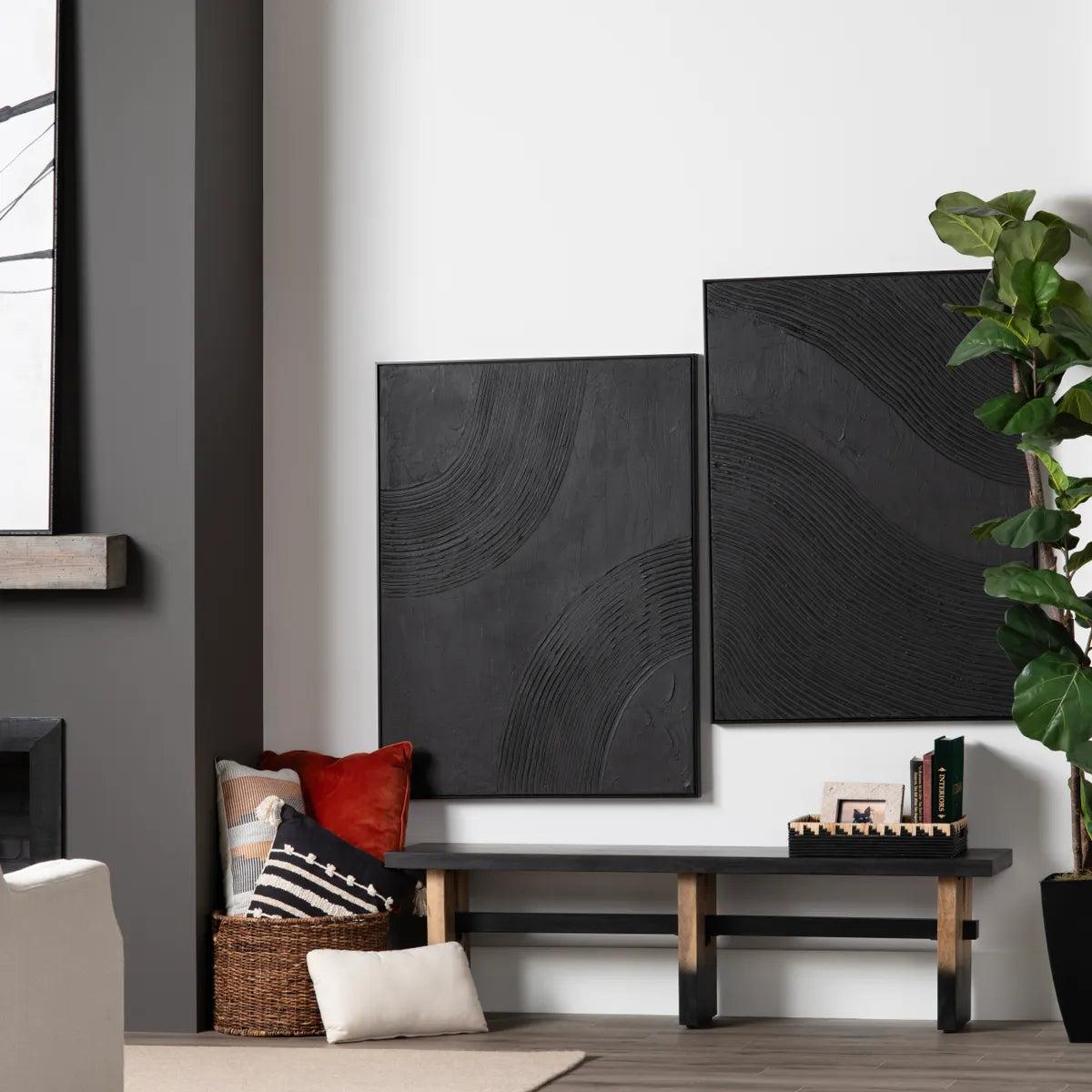 Crestview Collection Black Ways Abstract Wall Art ~ Set Of 2 - Image 1