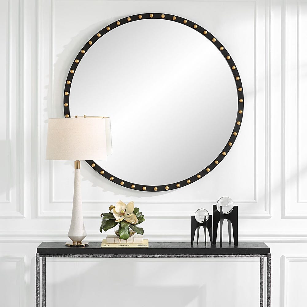 Uttermost Sele Matte Black Oversized Round Mirror - Image 1