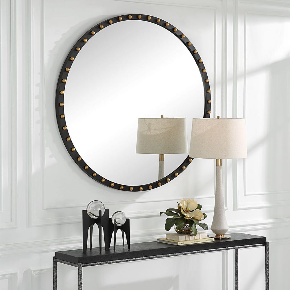 Uttermost Sele Matte Black Oversized Round Mirror - Image 2