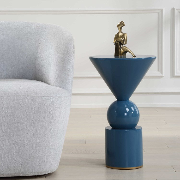 Uttermost Trig Blue Geometric Round Side Table - Image 1
