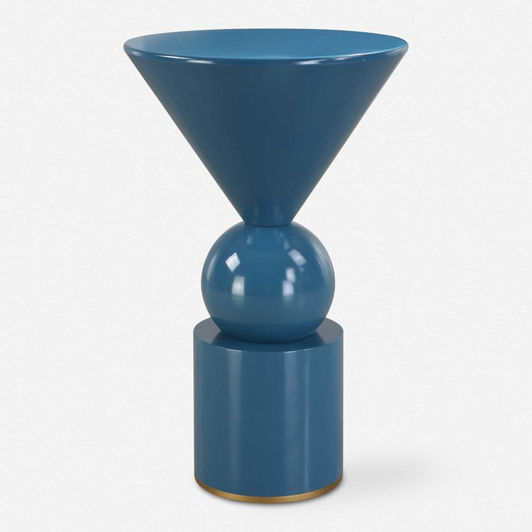 Uttermost Trig Blue Geometric Round Side Table - Image 2