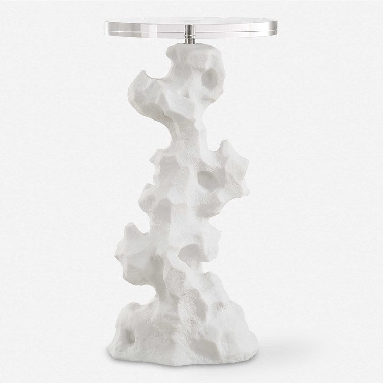 Uttermost Remnant White Stone With Crystal Top Drink Table - Image 2