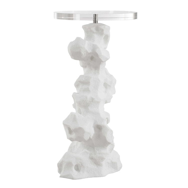 Uttermost Remnant White Stone With Crystal Top Drink Table - Image 3