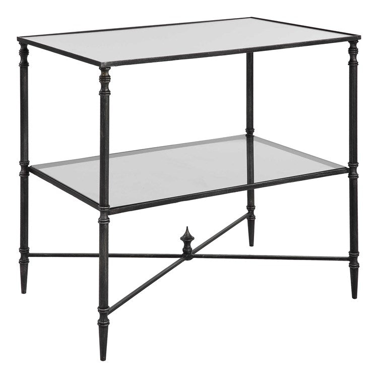 Uttermost Henzler Mirrored Top With Iron Base End Table - Image 2