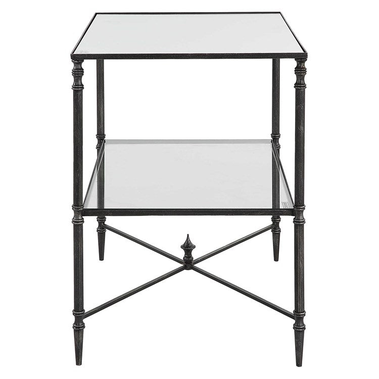Uttermost Henzler Mirrored Top With Iron Base End Table - Image 3