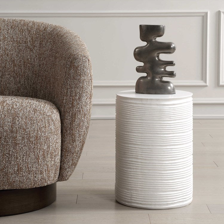 Uttermost Borderline White Resin Round Accent Table - Image 1