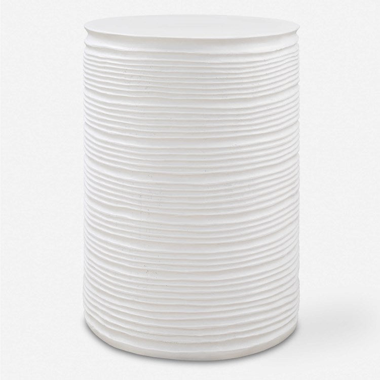 Uttermost Borderline White Resin Round Accent Table - Image 2
