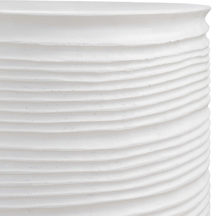 Uttermost Borderline White Resin Round Accent Table - Image 3