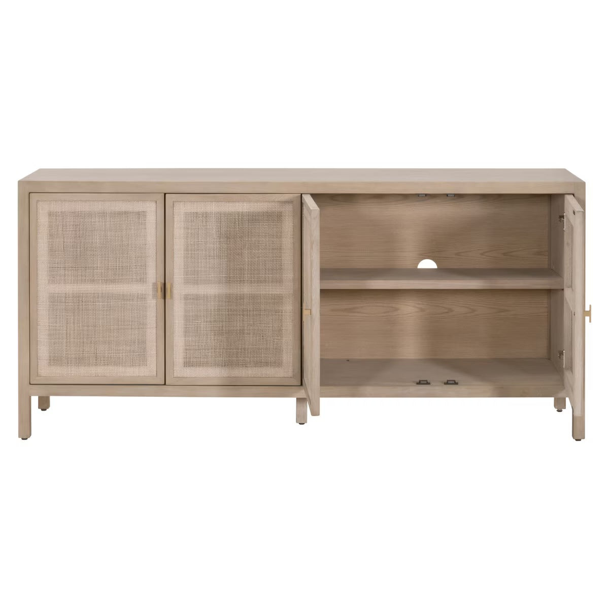 Essentials For Living Carina Smoke Gray Oak With Smoke Gray Cane Media Sideboard - Image 3