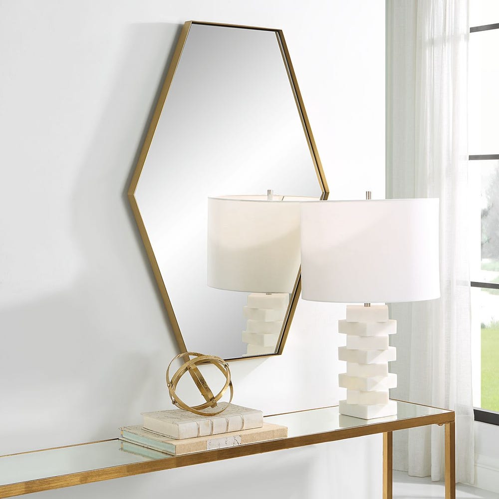 Uttermost Ankara Hexagon Brushed Brass Mirror - Image 2