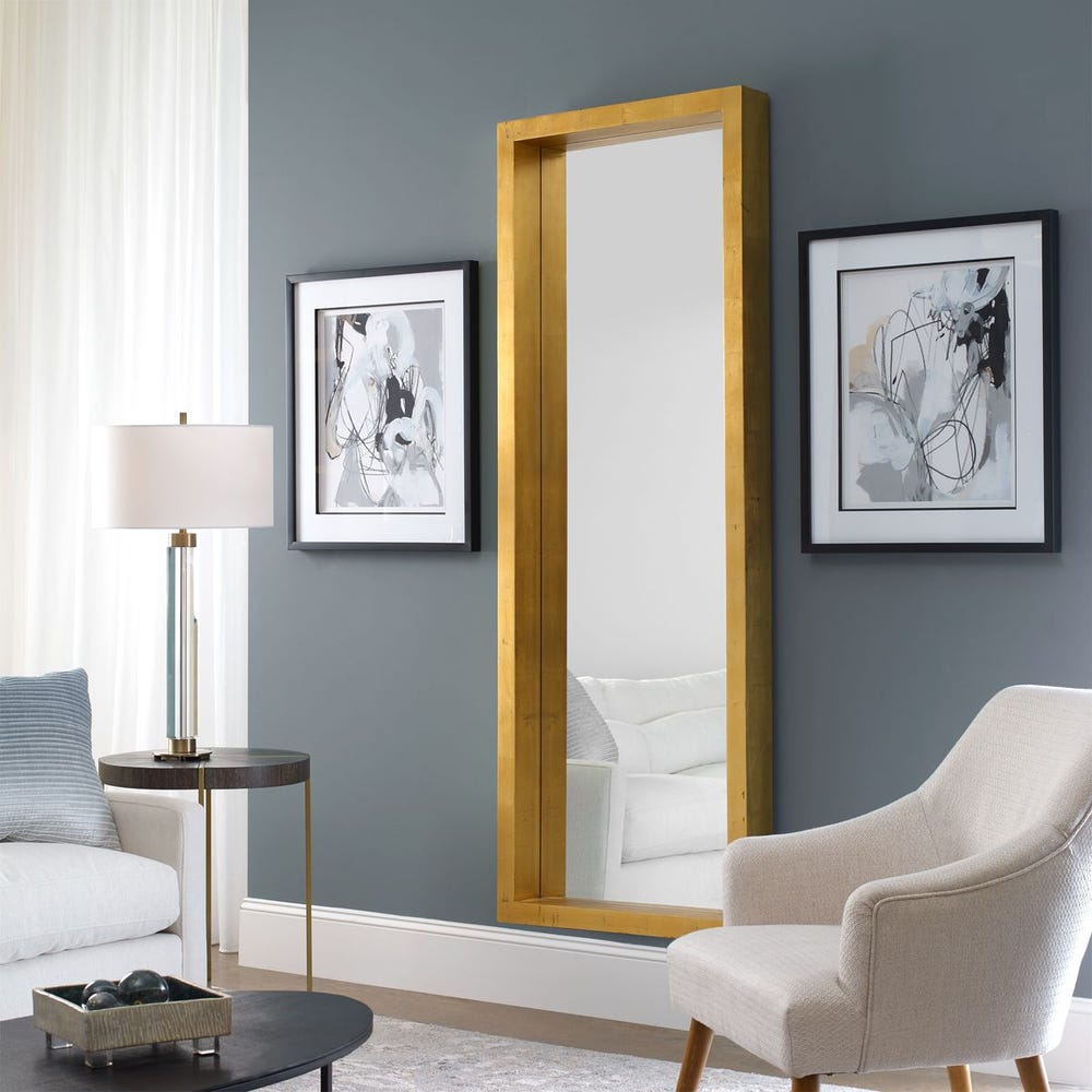 Uttermost Edmonton Deep Antique Gold Frame Mirror - Image 1