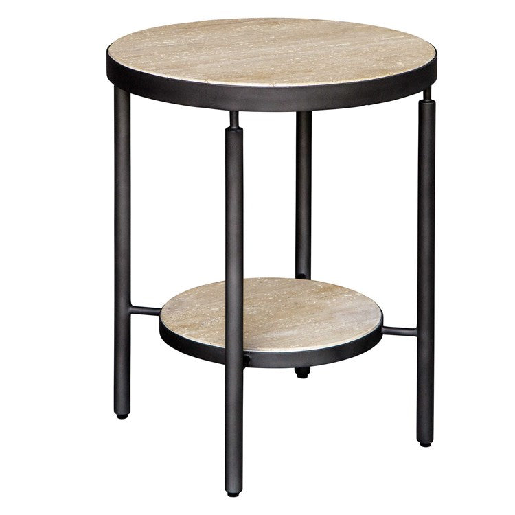 Uttermost Dauntless Travertine Top With Matte Black Base Round Side Table - Image 2
