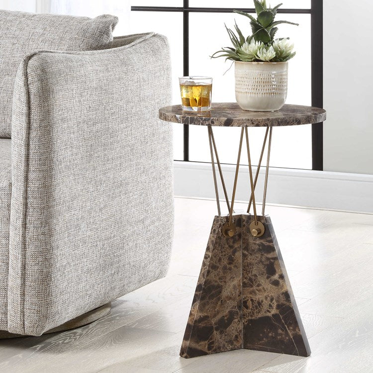 Uttermost Levitate Brown Marble Modern Accent Table - Image 1