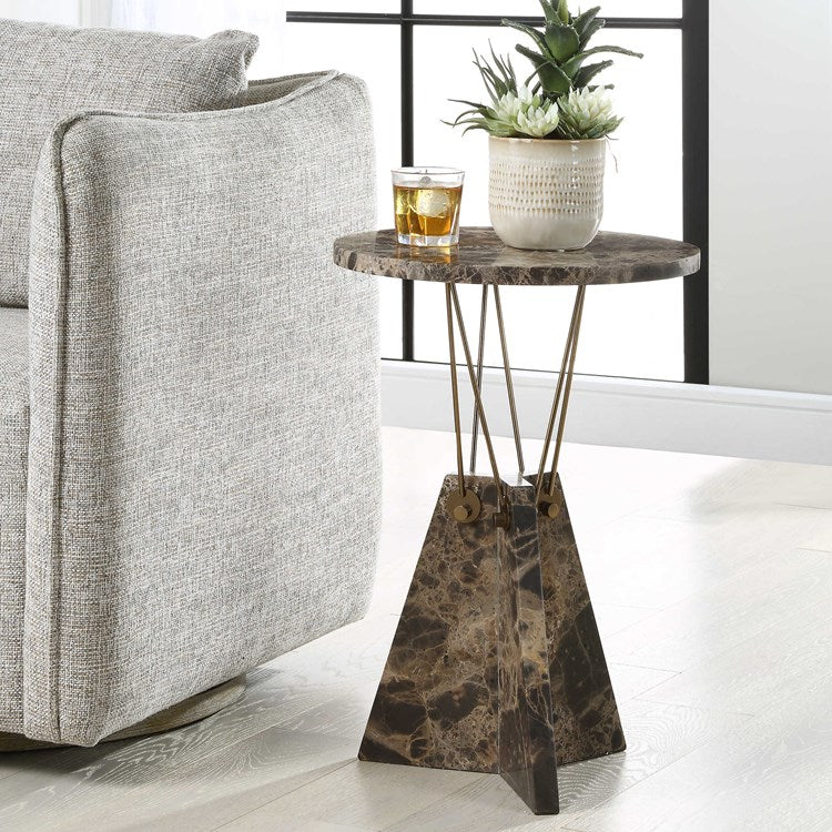 Uttermost Levitate Brown Marble Modern Accent Table - Image 3