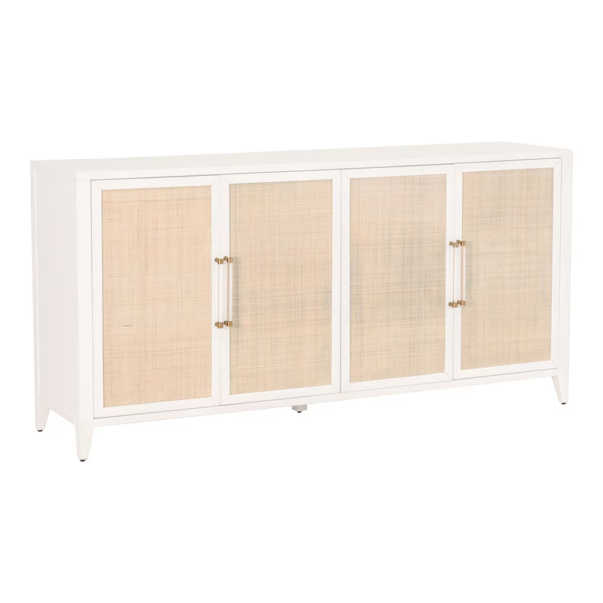 Essentials For Living Holland Matte White With Natural Rattan Media Sideboard - Image 2