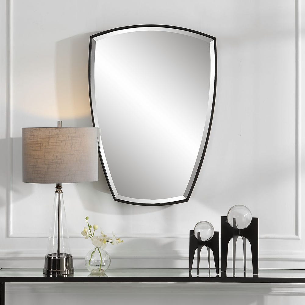 Uttermost Crest Sleek Satin Black  Mirror - Image 1