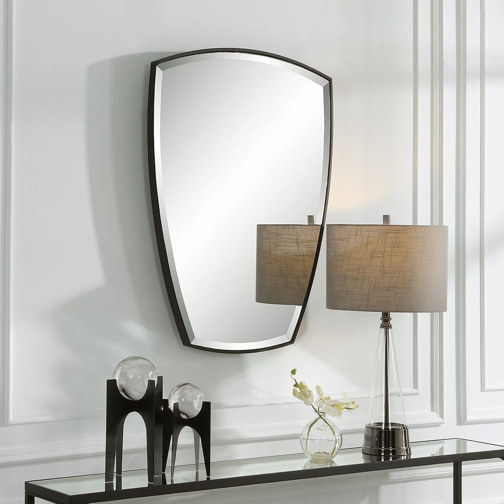 Uttermost Crest Sleek Satin Black  Mirror - Image 2
