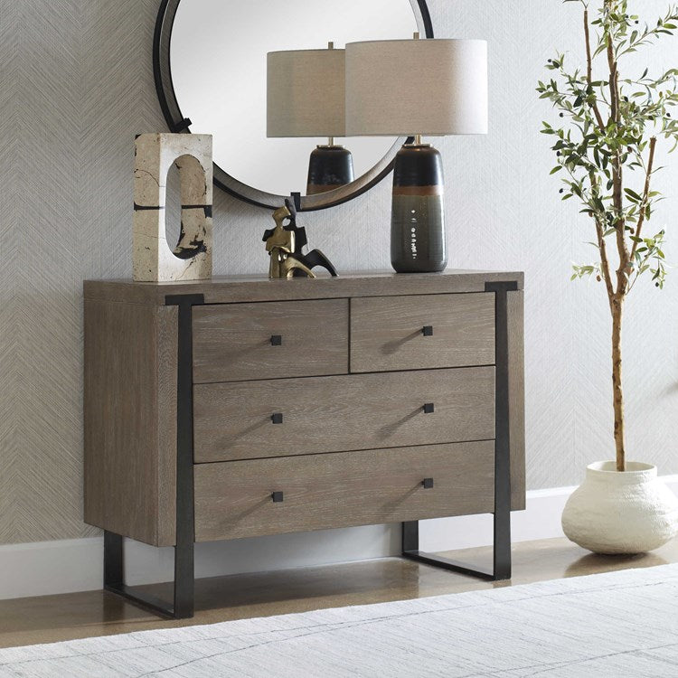 Uttermost Gabriel Light Oak With Dark Bronze Iron Chest - Image 3
