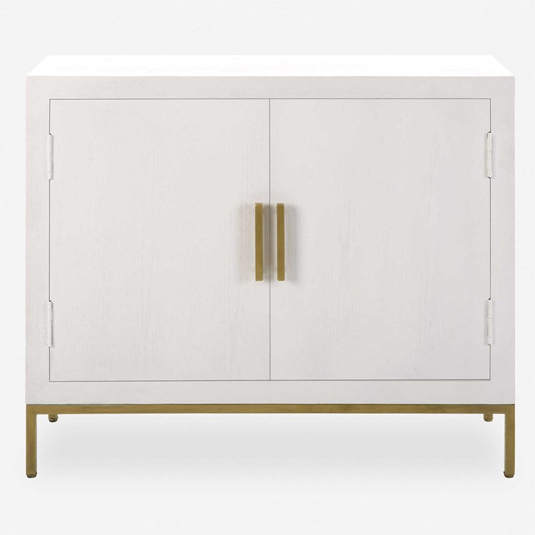 Uttermost Front Range White With Aged Gold Iron 2 Door Cabinet - Image 2