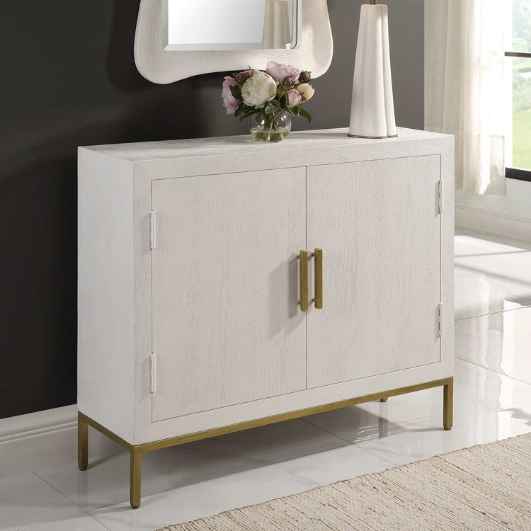 Uttermost Front Range White With Aged Gold Iron 2 Door Cabinet - Image 3