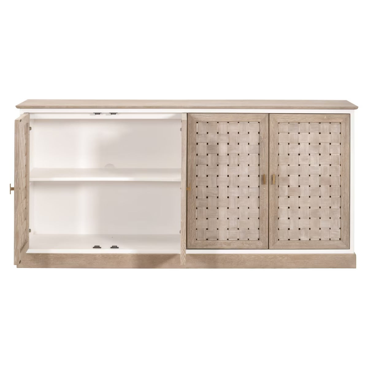 Essentials For Living Weave Smoke Gray Oak With White Painted Oak Media Sideboard - Image 3