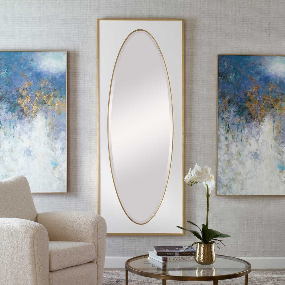Uttermost Danbury White And Gold Leaf Mirror - Image 1