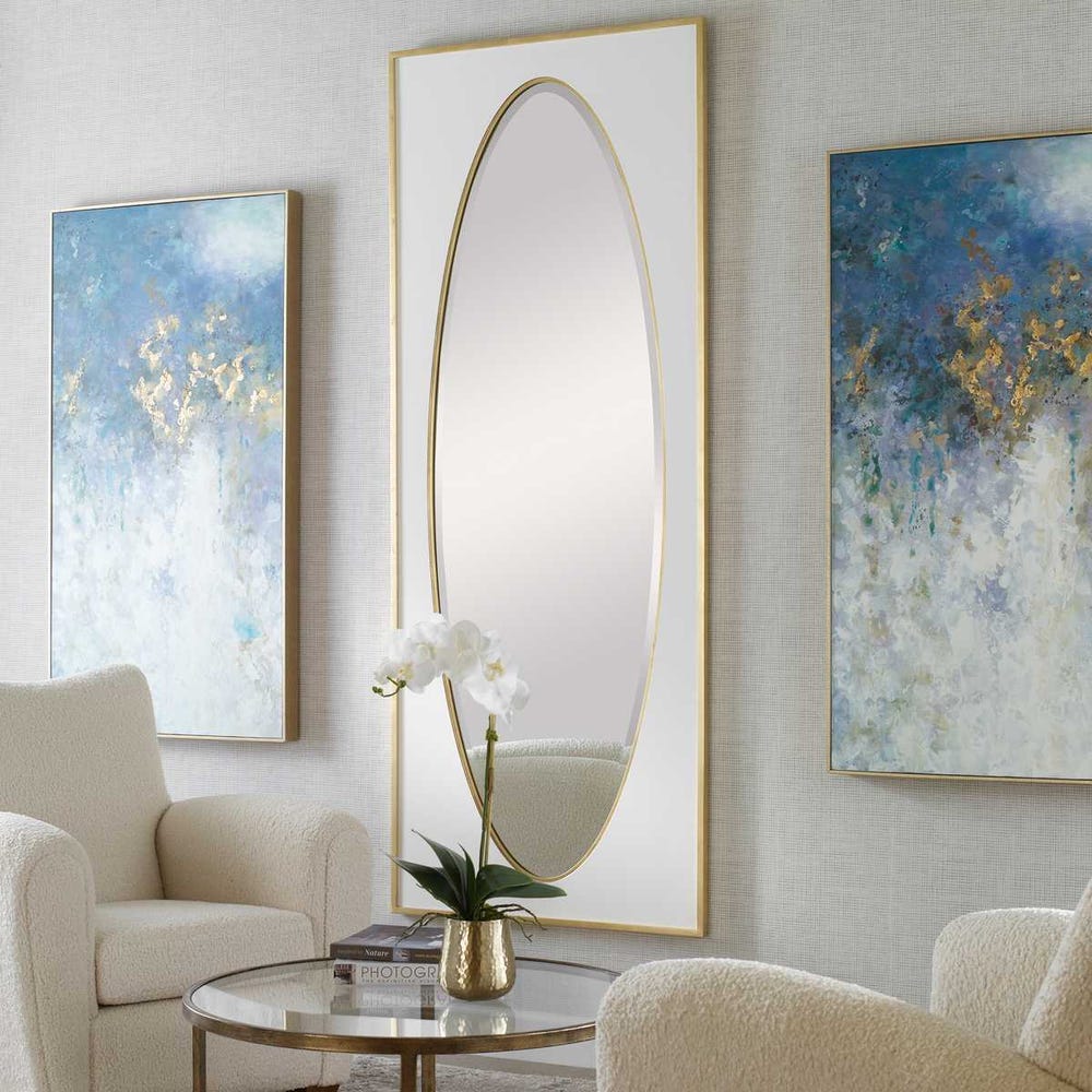 Uttermost Danbury White And Gold Leaf Mirror - Image 2