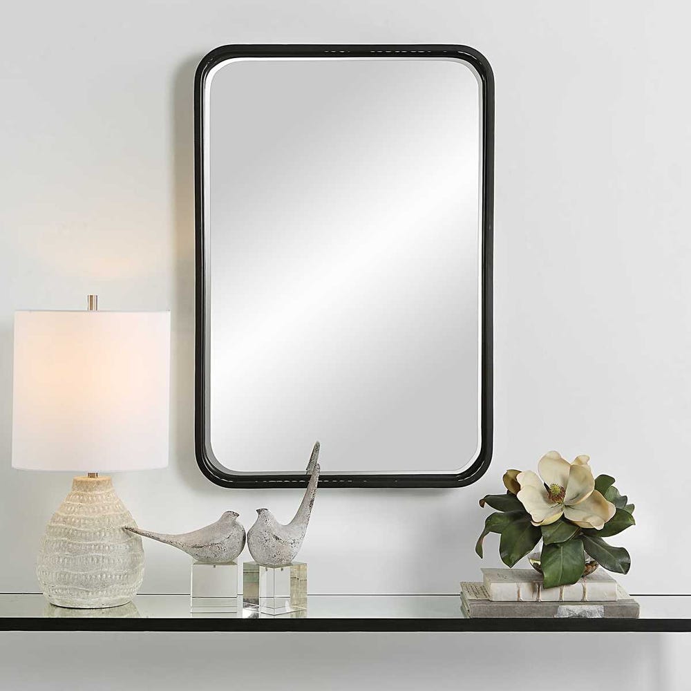 Uttermost Santa Cruz White Braided Rope with Matte Black Mirror - Image 1