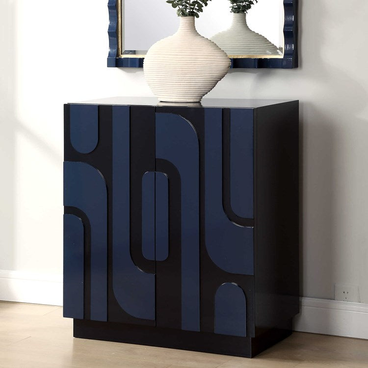 Uttermost Valeria Glossy Cobalt Blue and Navy Lacquer 2 Door Cabinet - Image 3