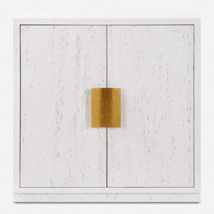 Uttermost Emma White With Antique Gold 2-Door Cabinet - Image 3