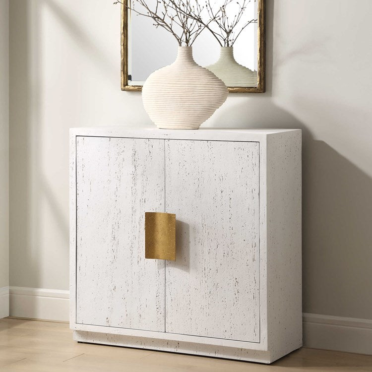 Uttermost Emma White With Antique Gold 2-Door Cabinet