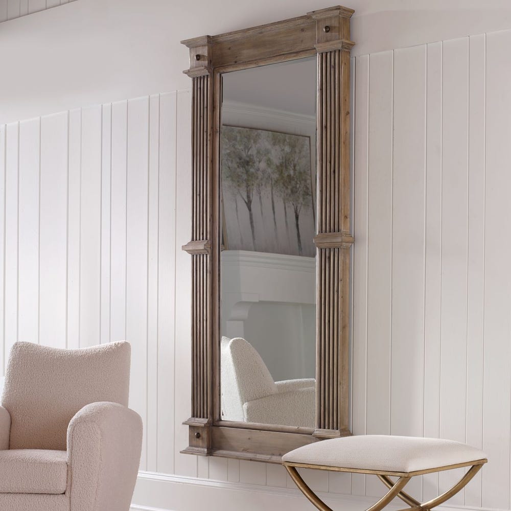 Uttermost McAllister Carved Fir Wood With Wood Grain Mirror - Image 1