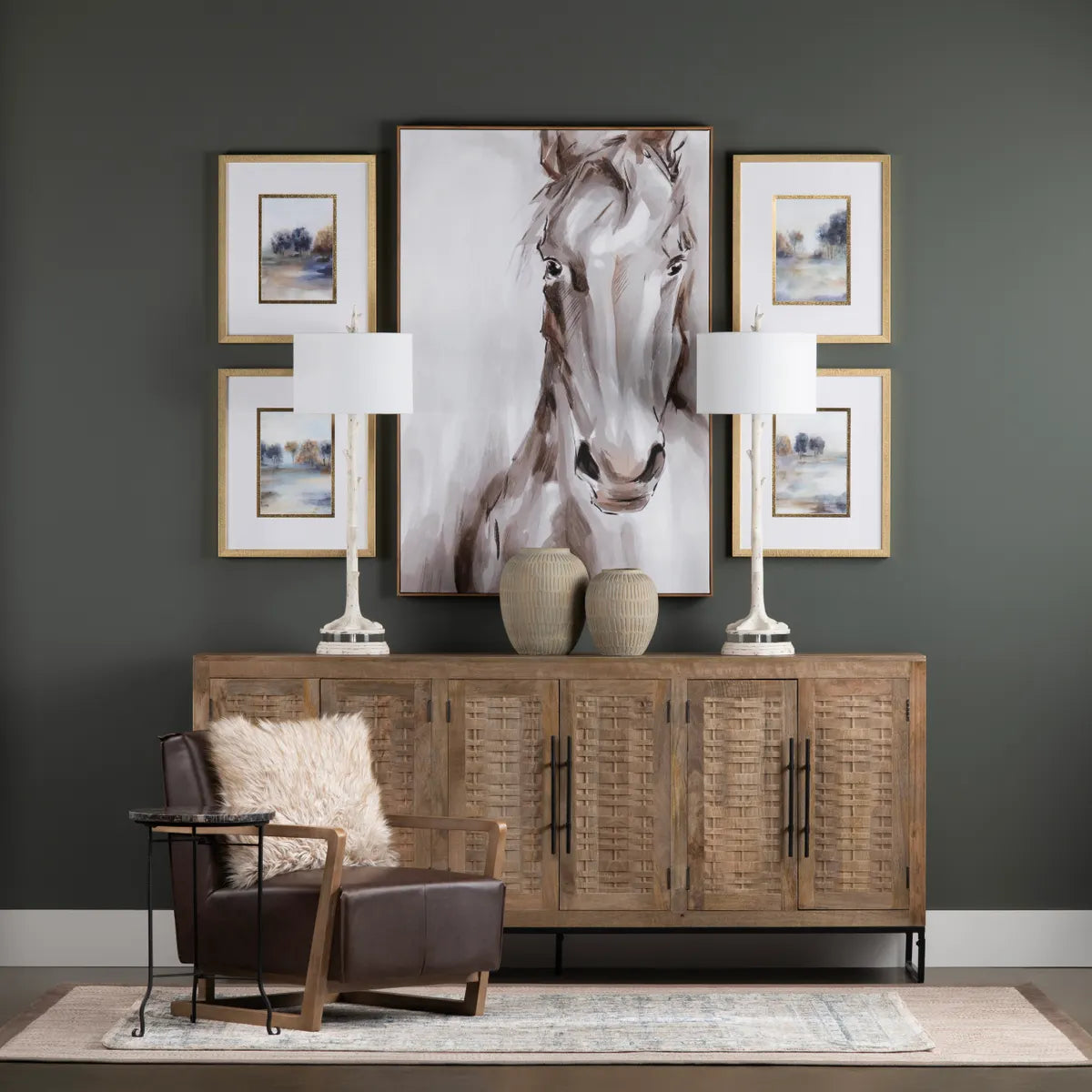 Crestview Collection Fulton Large Modern Horse Painting Wall Art - Image 1