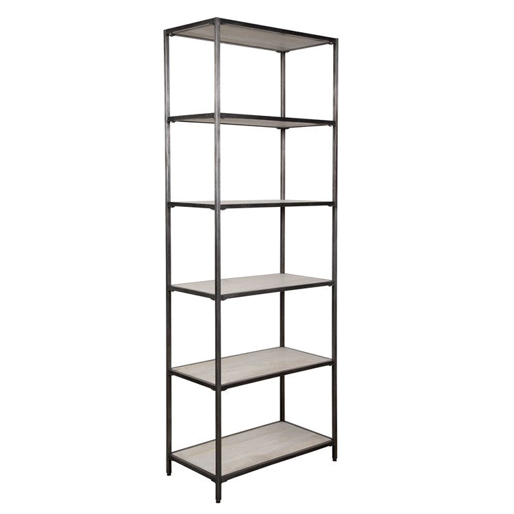 Uttermost Baldwin White Washed Mango Wood With Gunmetal Iron Etagere - Image 3